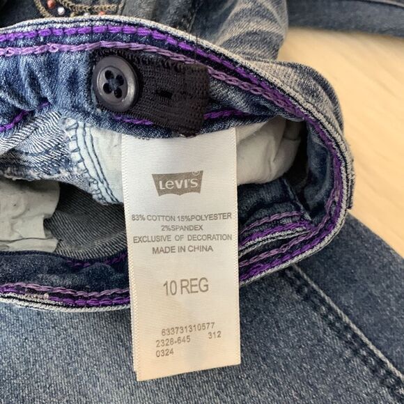 Levi’s Girls Super Skinny Rhinestone Jeans Size 10 - Picture 6 of 9